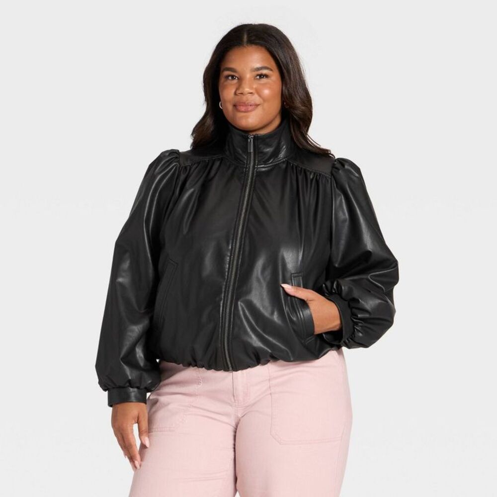 Women's Gathered Bomber Jacket - Universal Thread Black XXL